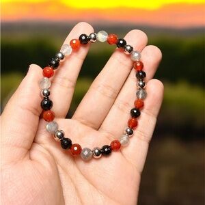 Carnelian, Gold Sheen Obsidian & Labradorite Bracelet | 6mm Crystal Stretch
